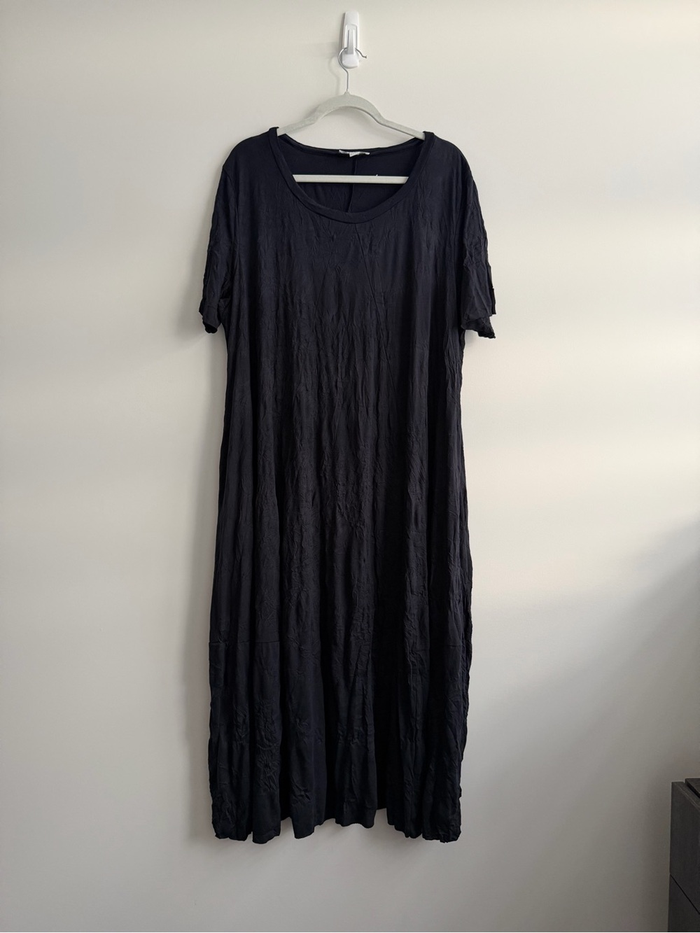 Luukaa Crinkled cotton lagen look navy dress 14 oversized art‎ modern boho chic - Picture 6 of 13